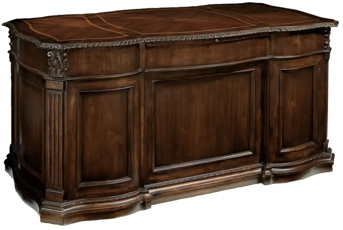 Hekman Junior Executive Desk Walnut Burl Old World