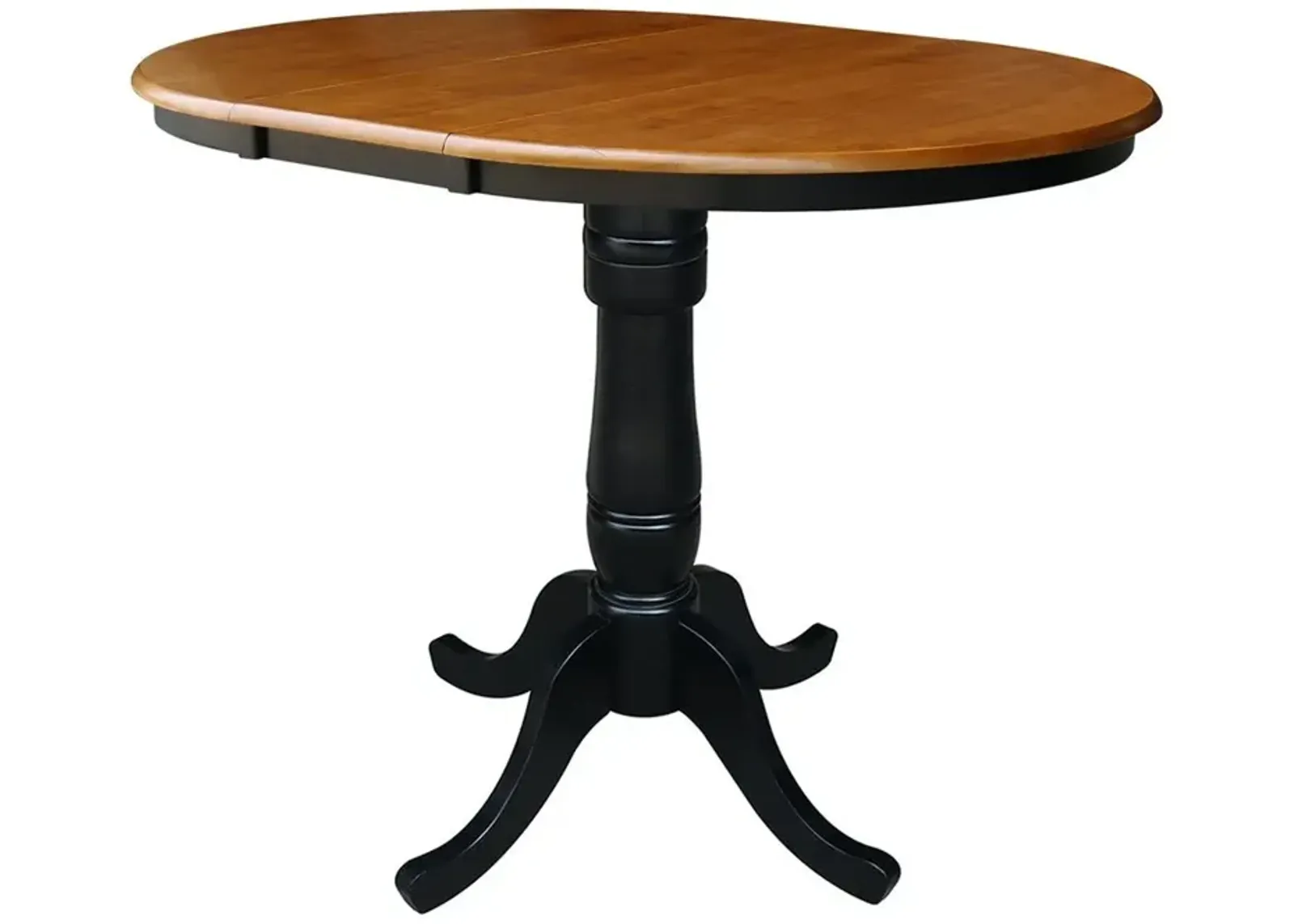 John Thomas Dining Essentials 36 Inch Extension Table with 36 Inch Traditional Pedestal Base in Cherry/Black