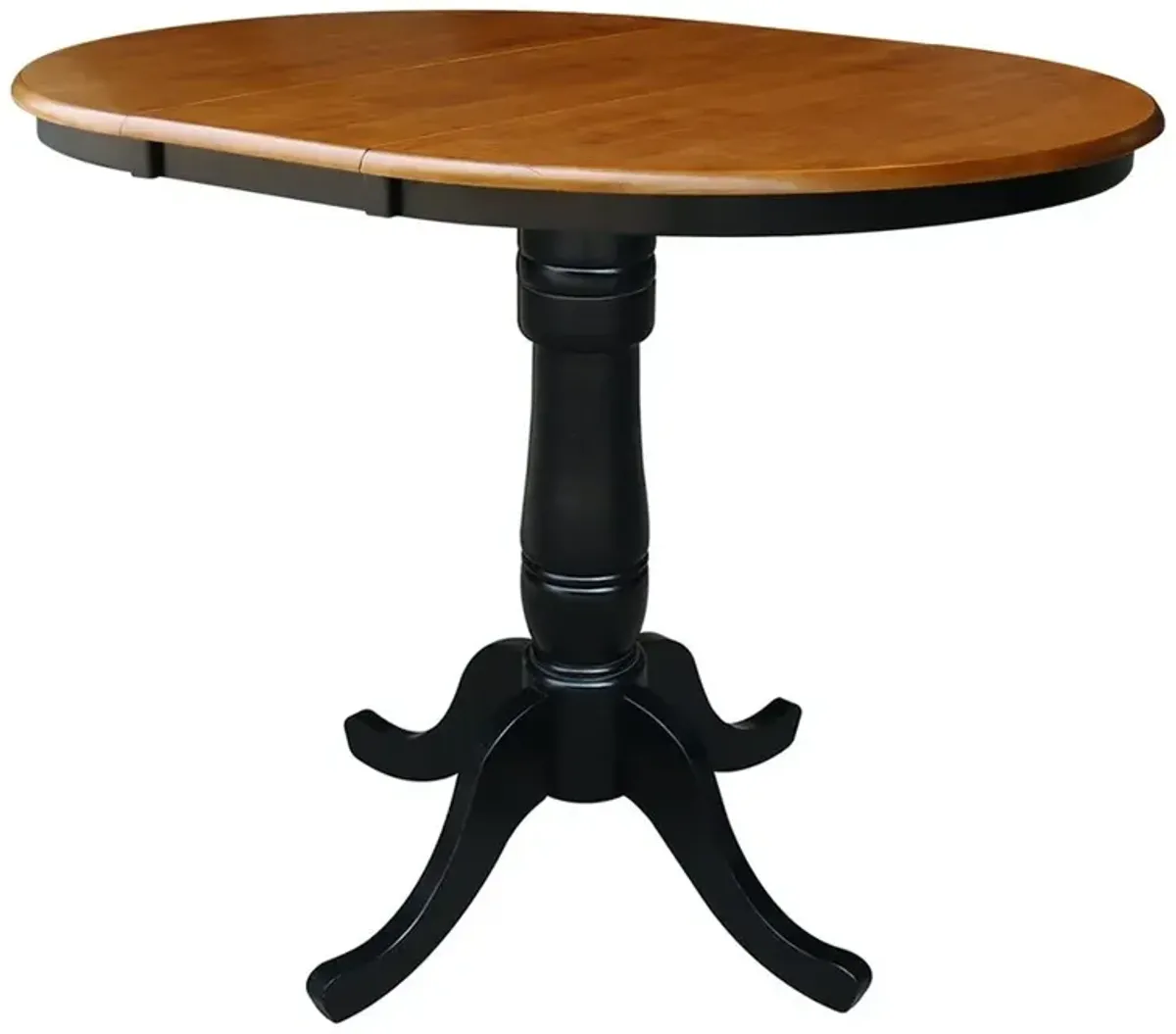 John Thomas Dining Essentials 36 Inch Extension Table with 36 Inch Traditional Pedestal Base in Cherry/Black