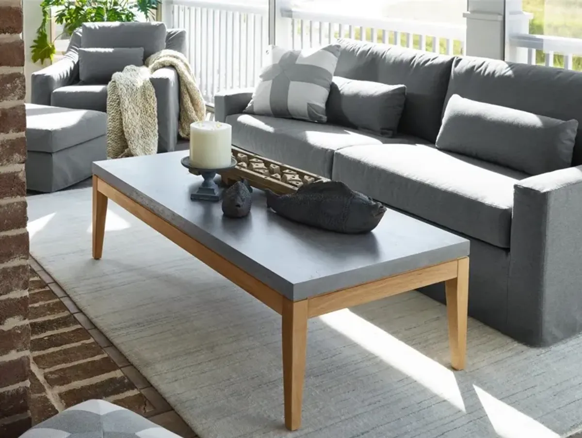 Universal Coastal Living Outdoor Chesapeake Light Gray/Natural Teak Coffee Table