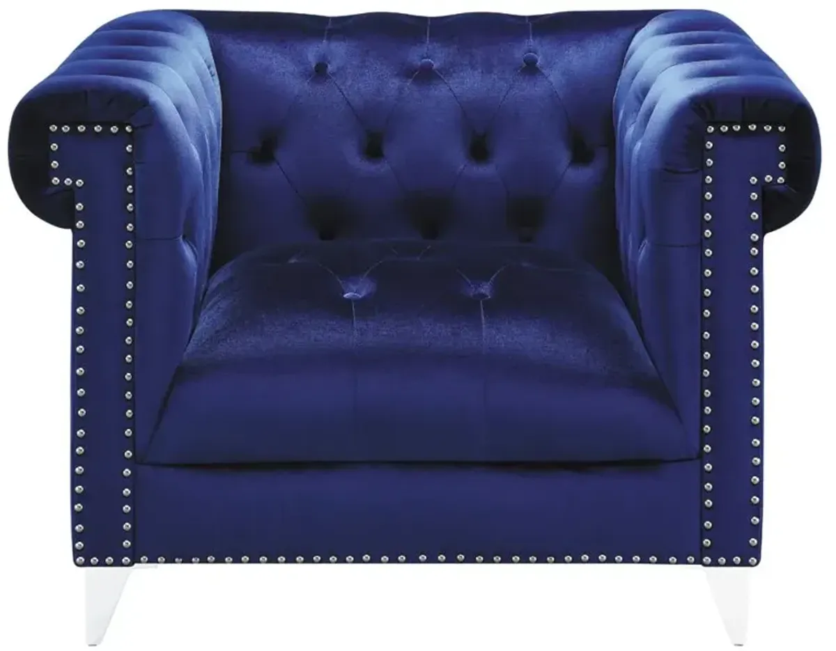 Coaster Bleker Upholstered Tuxedo Arm Tufted Accent Chair Blue