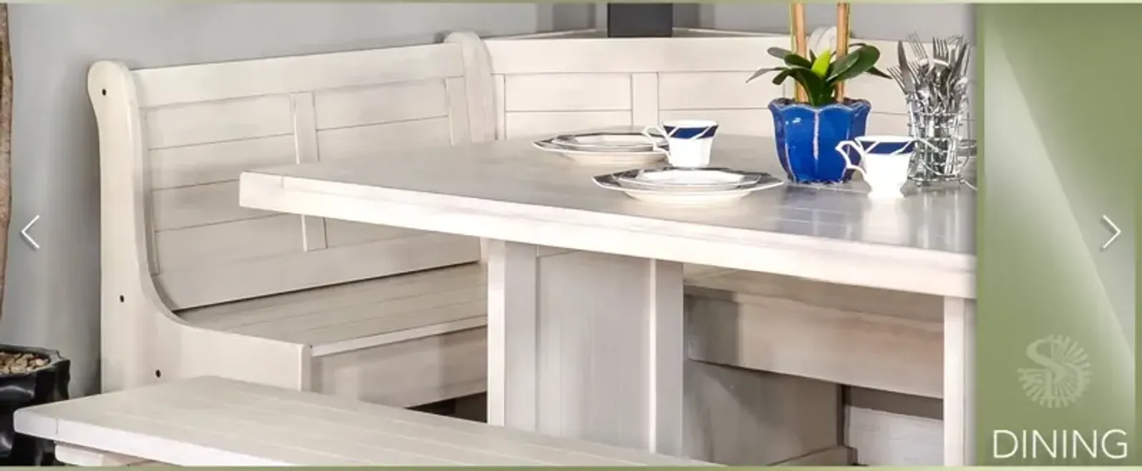 Sunny Designs Bayside Marble White Breakfast Nook