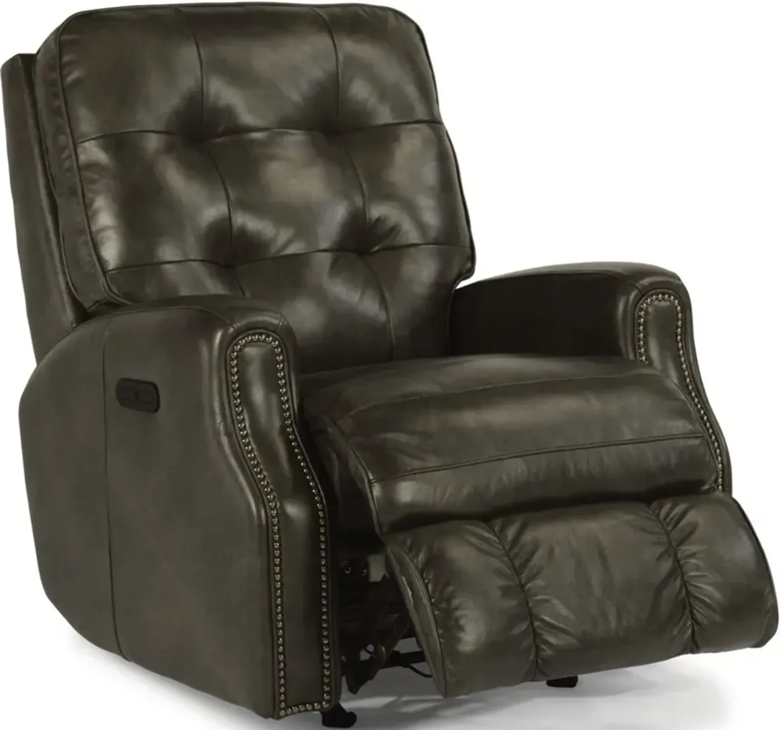 Flexsteel Devon Black Power Rocking Leather Recliner with Power Headrest