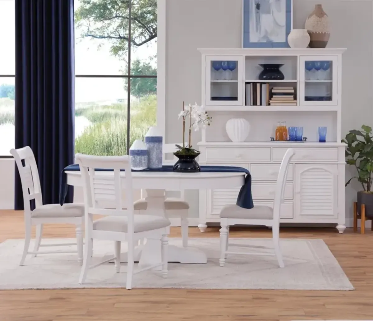 American Woodcrafters Cottage Traditions White Finish 9-Piece Pedestal Table Dining Set