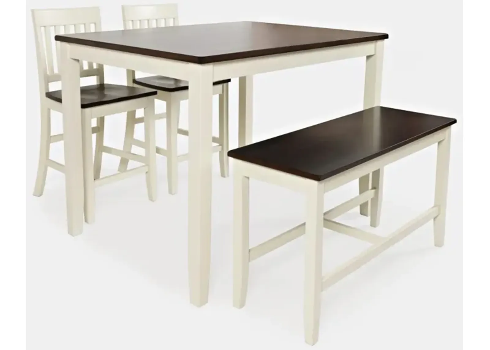 Jofran Decatur Lane Table with 2 Stools, Bench White Autumn Brown