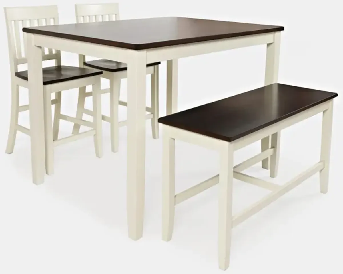 Decatur Lane Table with 2 Stools, Bench - White Autumn Brown