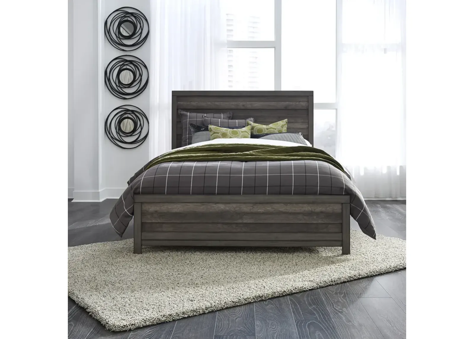 Liberty Furniture Complete King Bedroom Set Panel Bed, Dresser, Mirror & Nightstand Tanners Creek