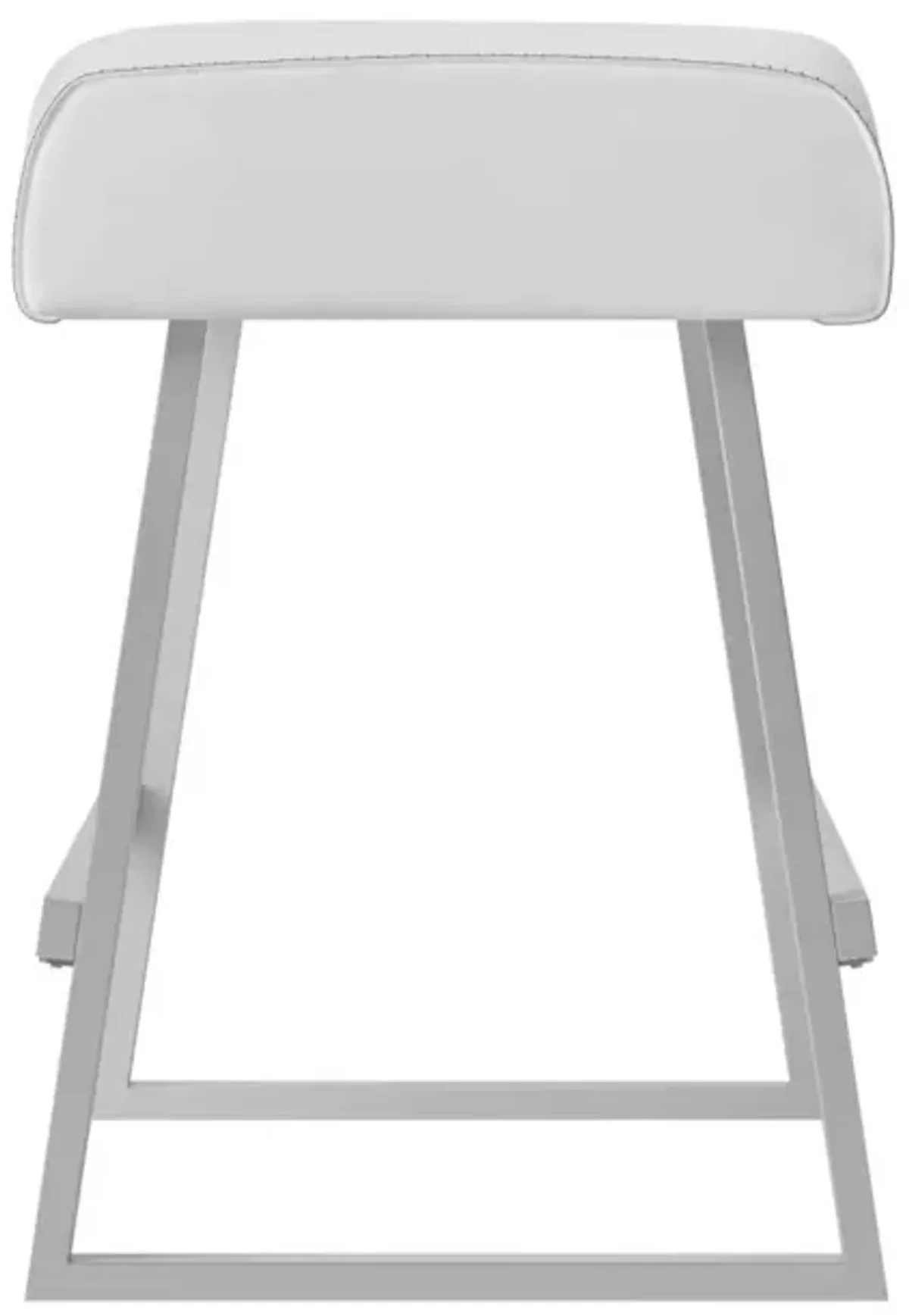 Chintaly Gwen White Contemporary Counter-Height Bench with Highlight Stitching