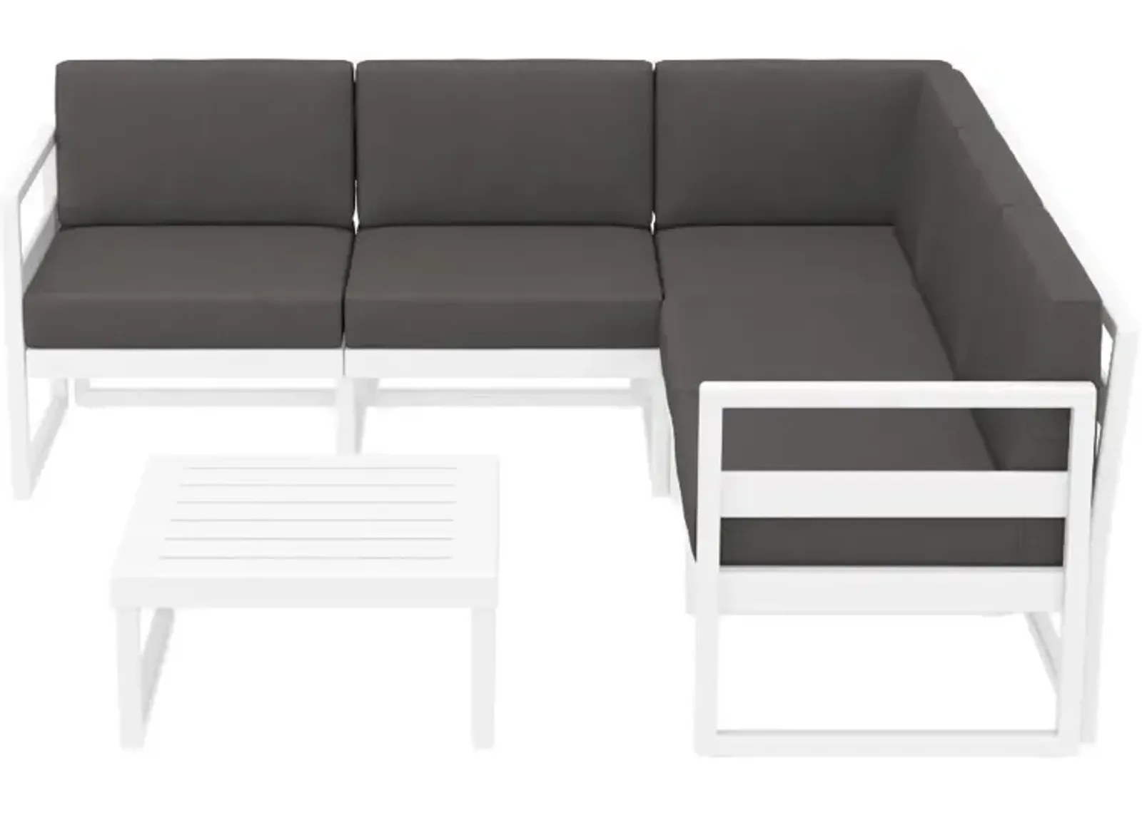 MYKONOS CORNER SECTIONAL 5-PERSON LOUNGE SET WHITE WITH SUNBRELLA CHARCOAL CUSHION