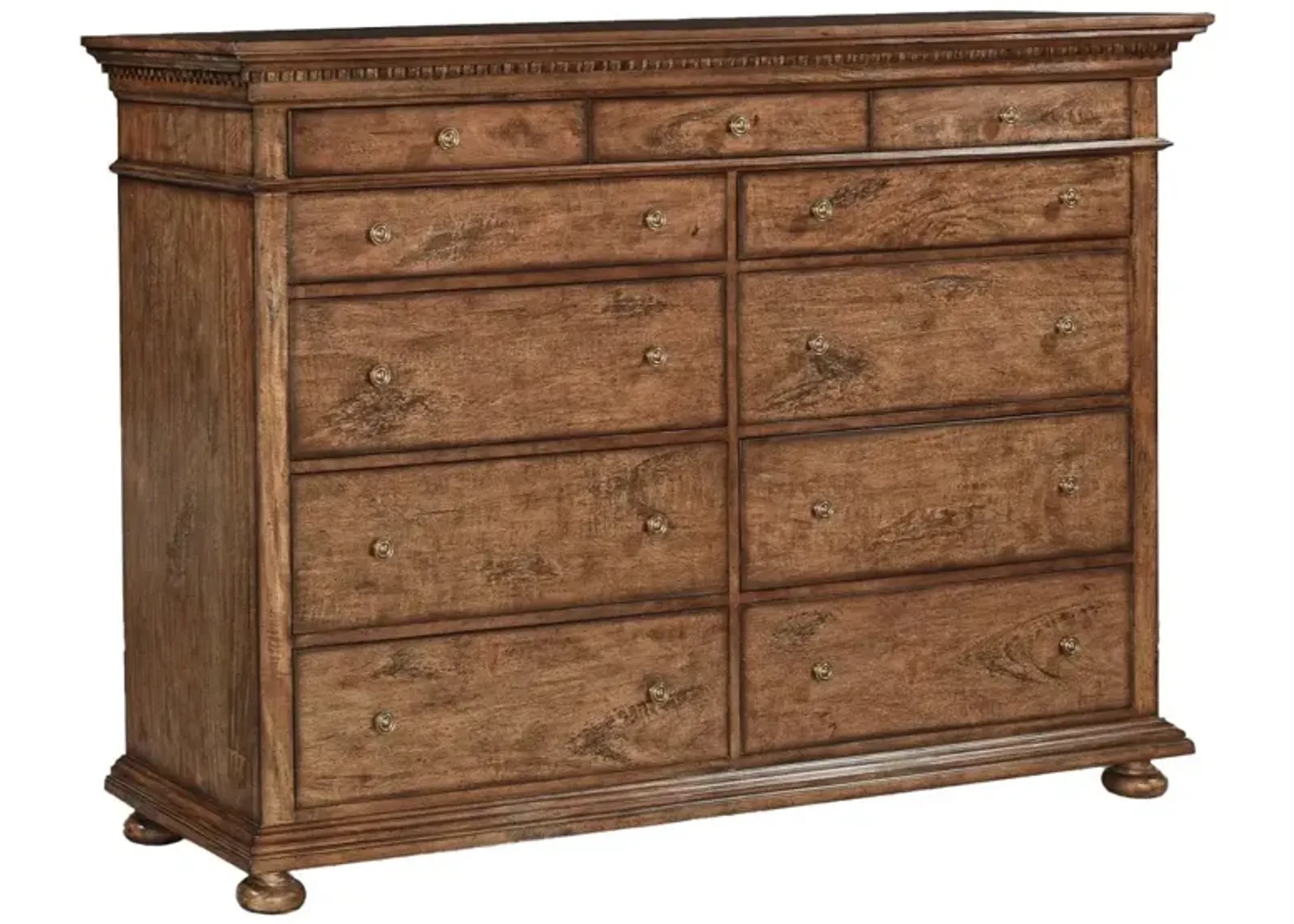 Noble Furniture Tudor 11-Drawer Dresser in Rustic Pecan Finish