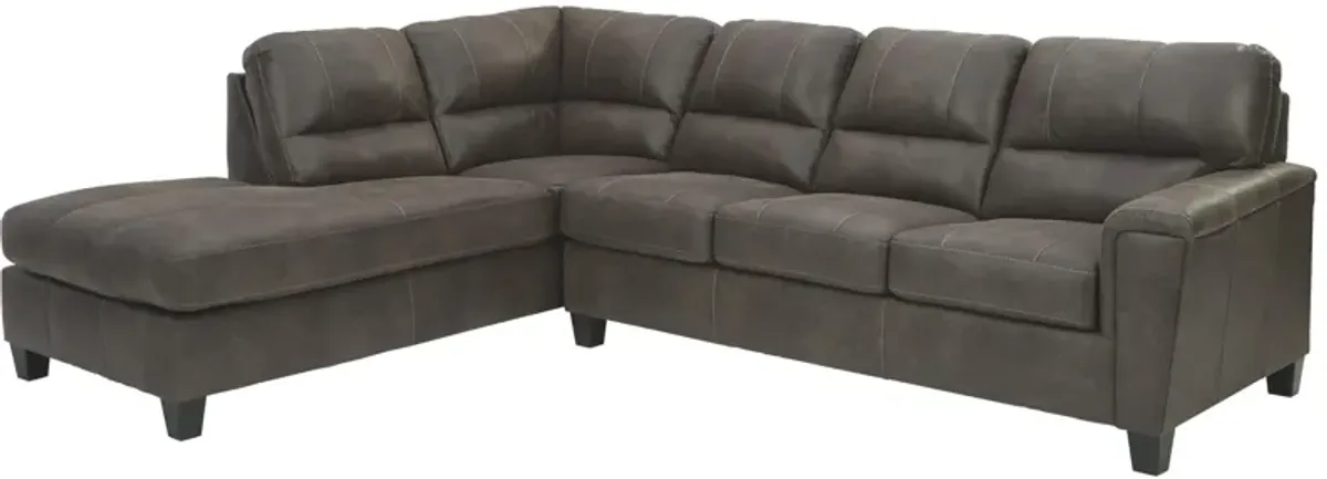 Ashley Navi 2-Piece Sleeper Sectional with Chaise Left-Arm Facing Smoke