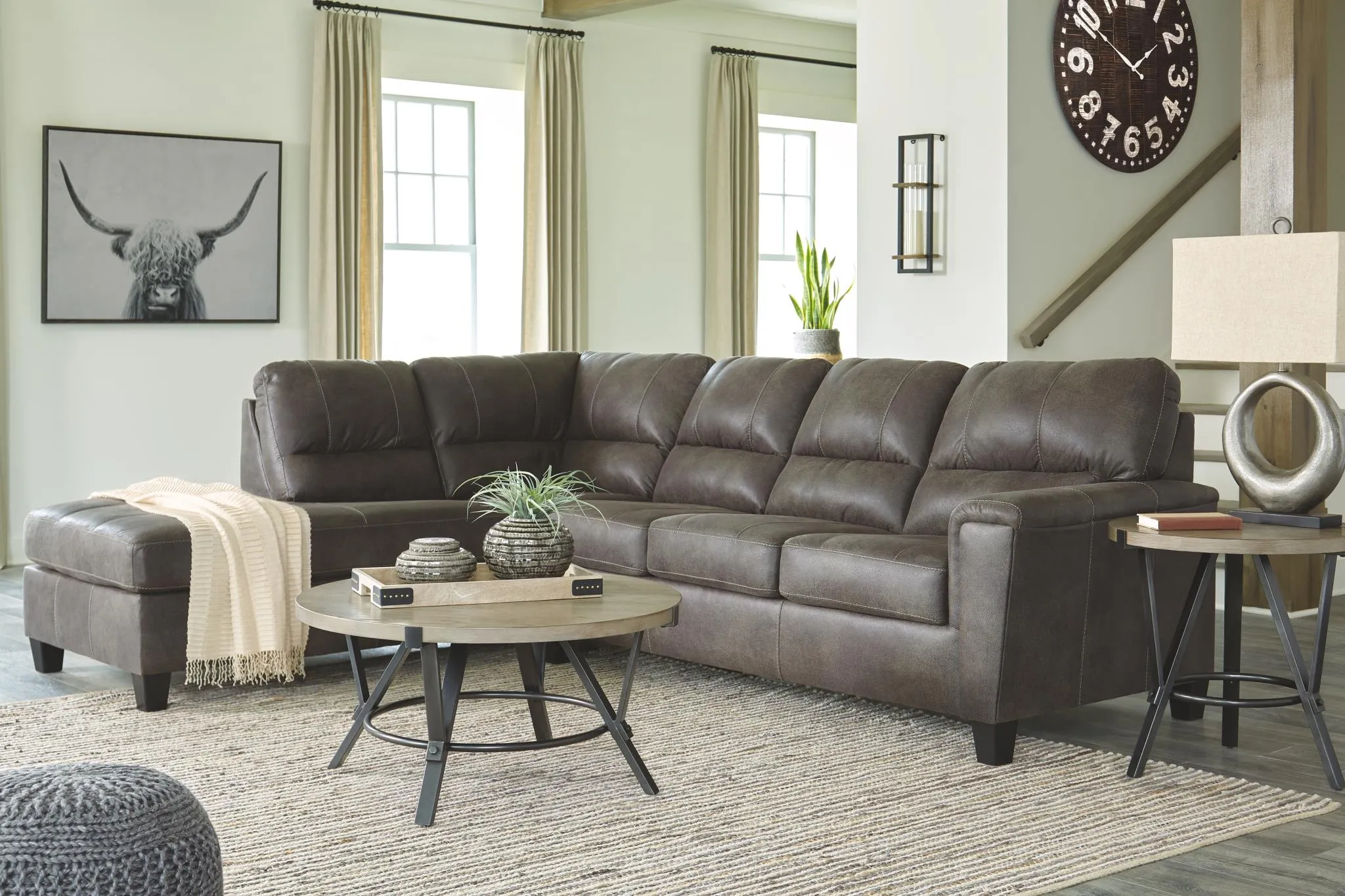 NAVI 2-PIECE SLEEPER SECTIONAL WITH CHAISE SMOKE SIGNATURE DESIGN