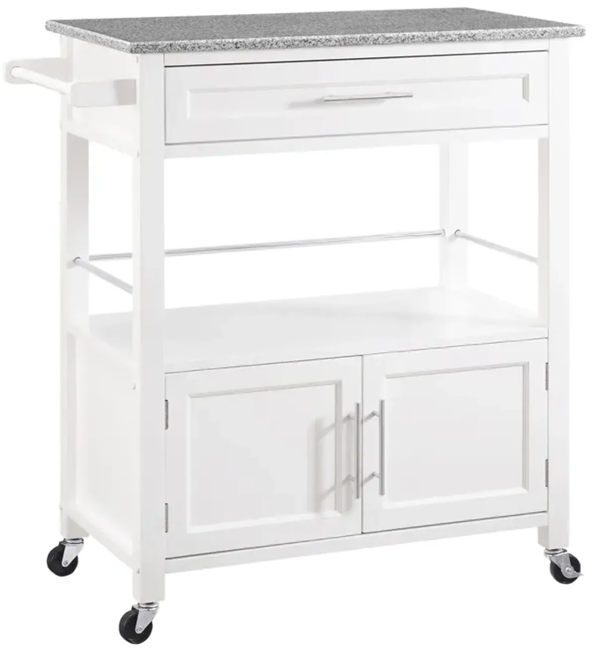 Linon Cameron White Kitchen Cart with Granite Top