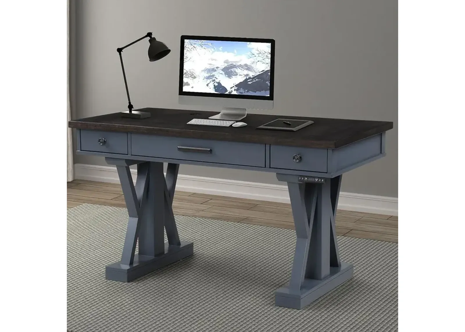 Parker House Americana Modern Collection 56 Inch Power Lift Desk Denim Color