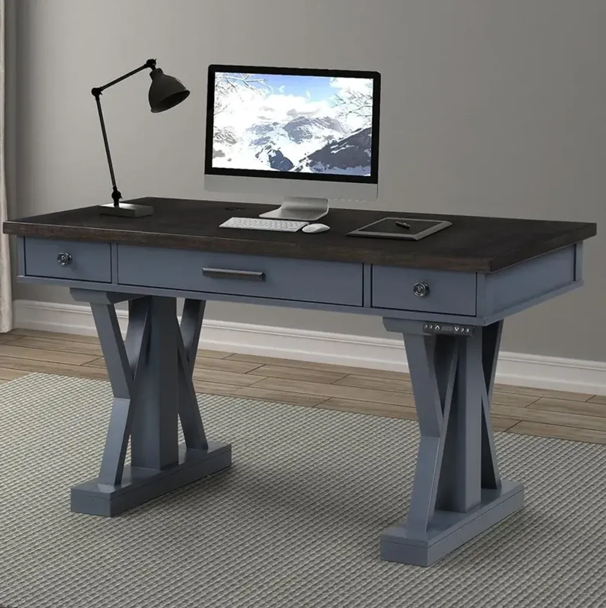 Parker House Americana Modern Collection 56 Inch Power Lift Desk Denim Color