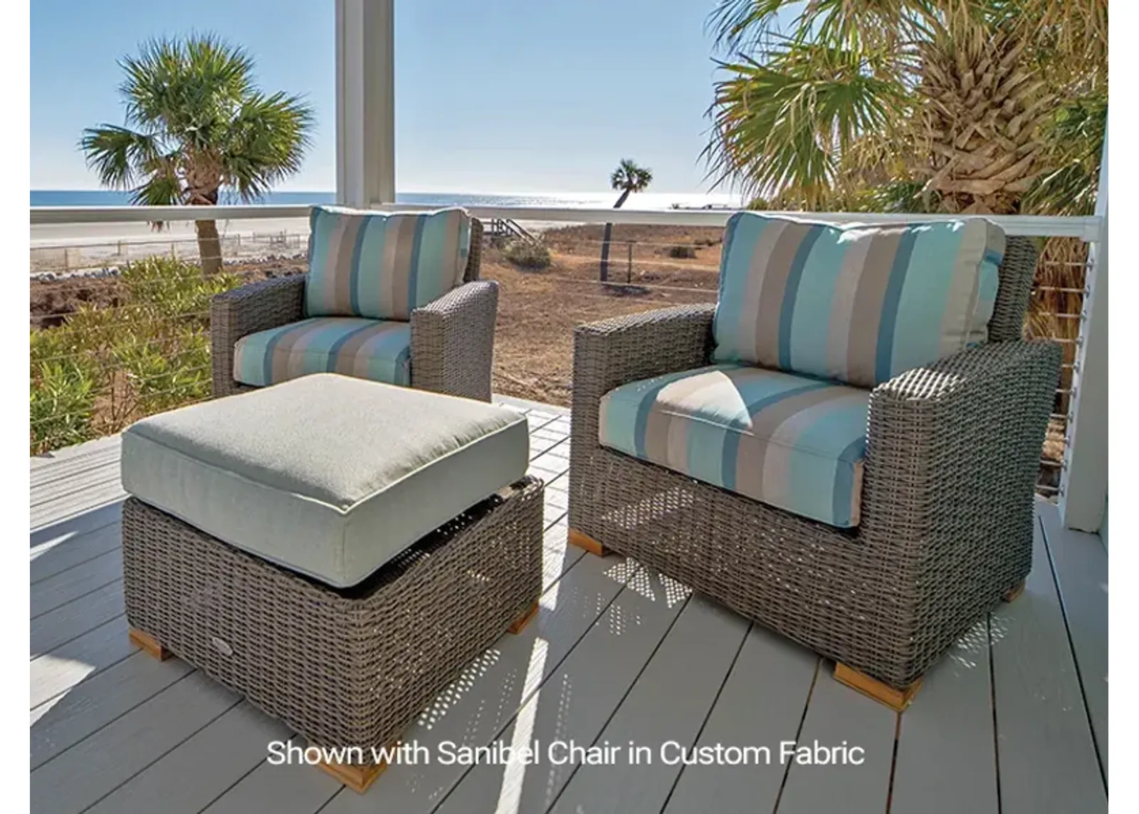 SANIBEL OUTDOOR WHITE OTTOMAN