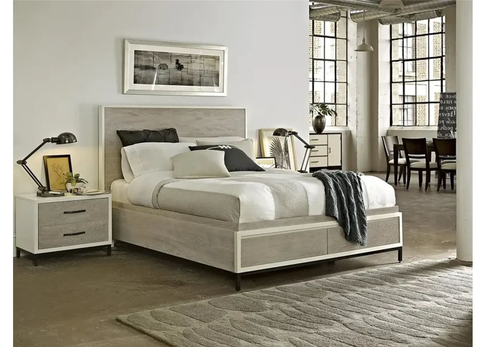 Universal Curated Spencer Gray/Parchment Queen Storage Bed