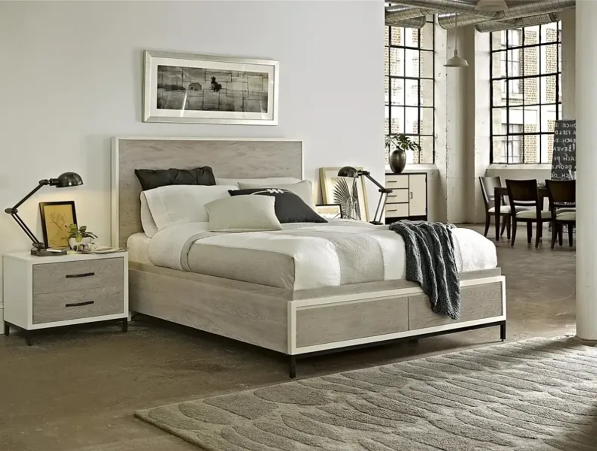 Universal Curated Spencer Gray/Parchment Queen Storage Bed