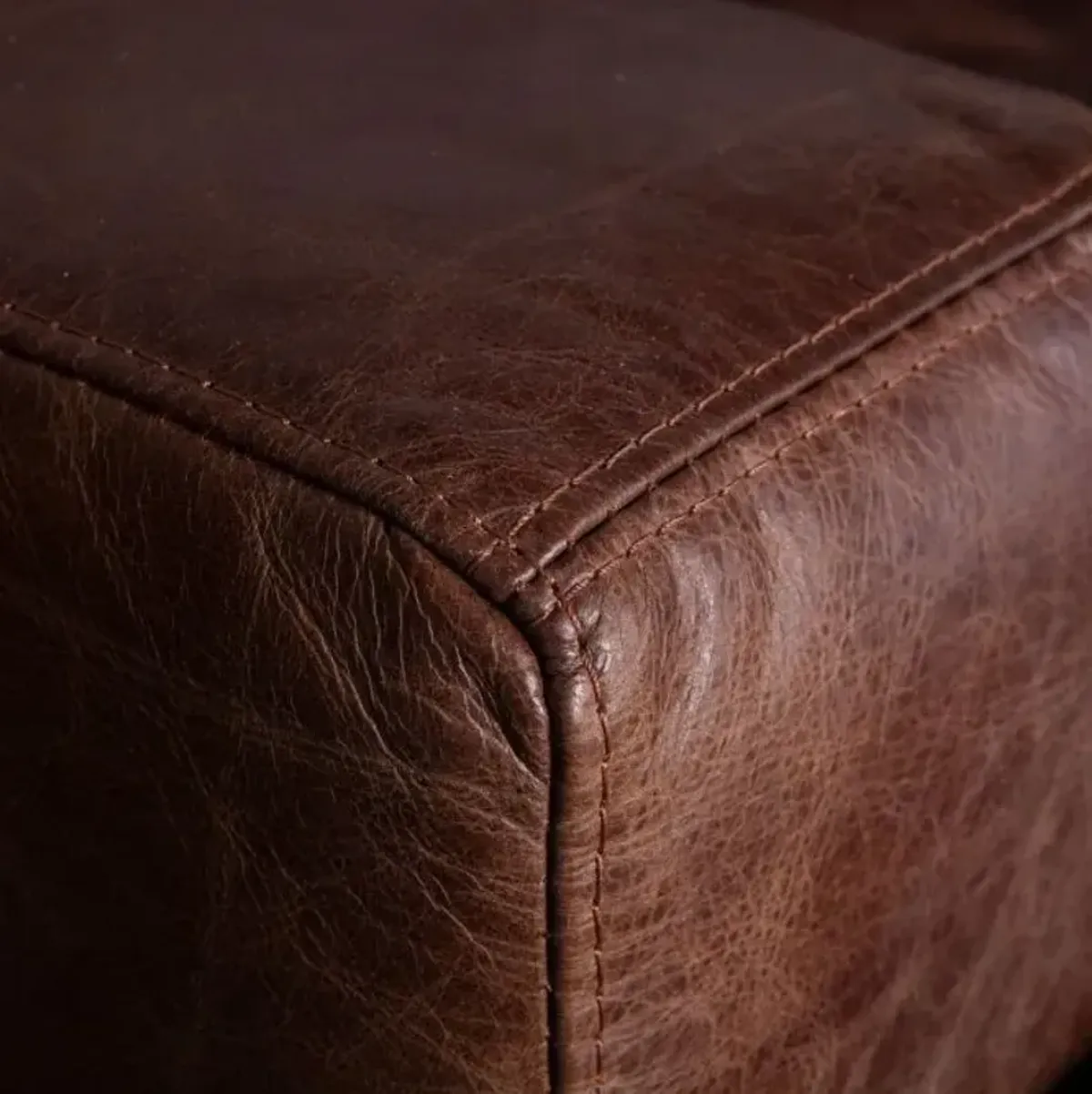 Home Trends Design Portofino Leather Sofa in Geisha Brown