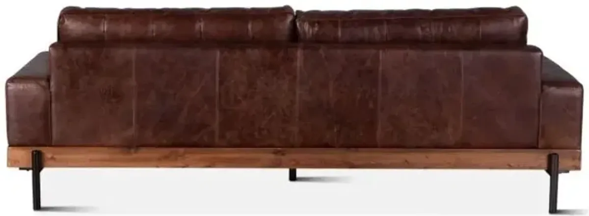 Home Trends Design Portofino Leather Sofa in Geisha Brown