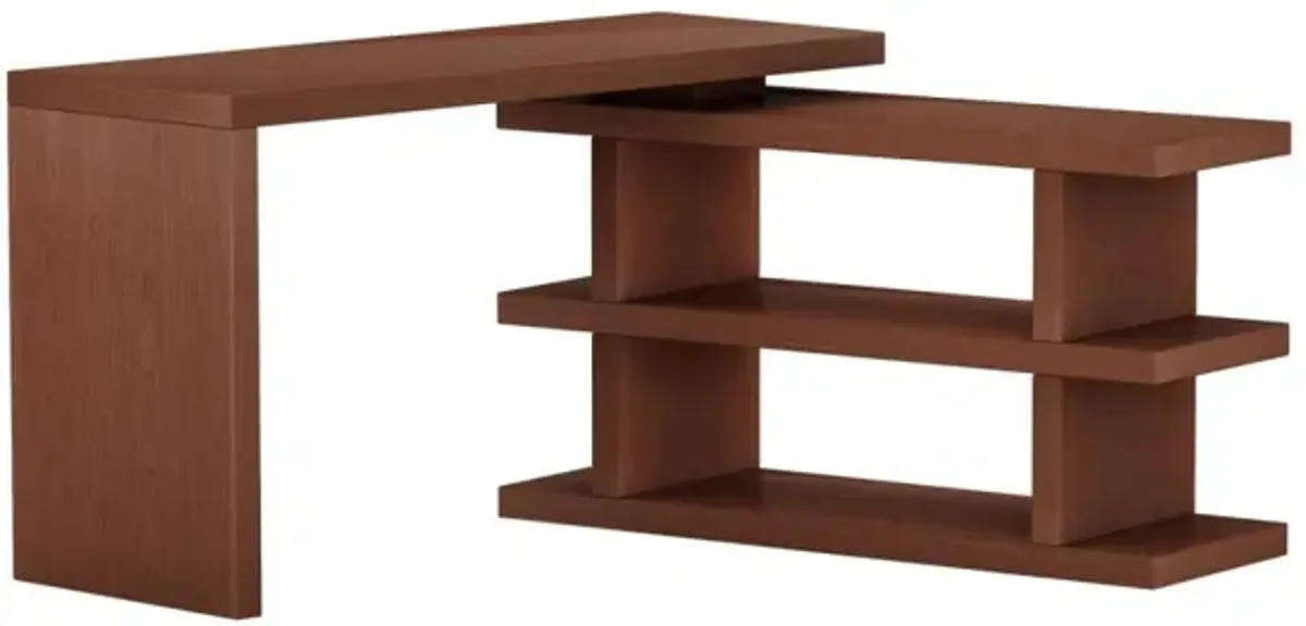 Chintaly Walnut Motion Home Office Desk with Shelves