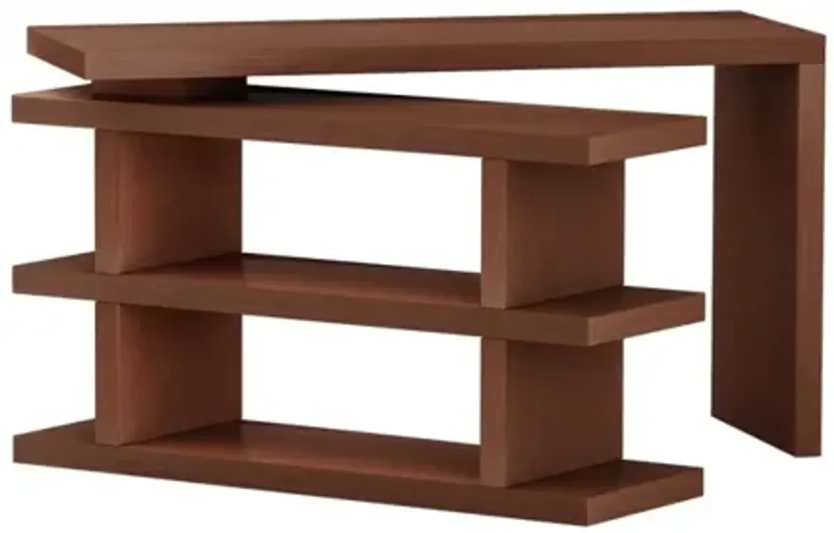 Chintaly Walnut Motion Home Office Desk with Shelves