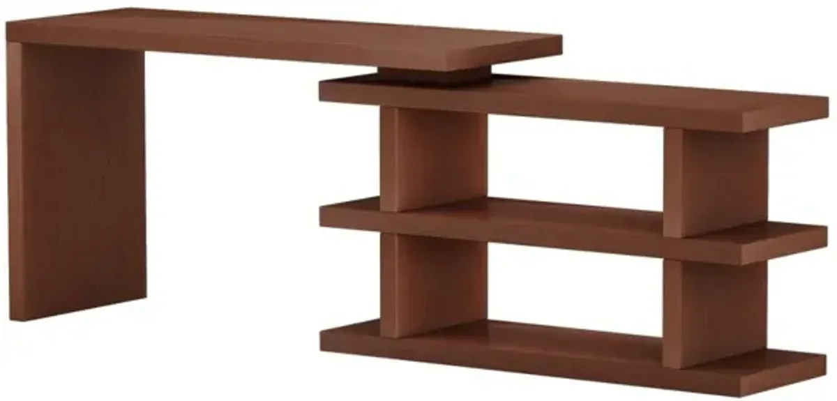 Chintaly Walnut Motion Home Office Desk with Shelves