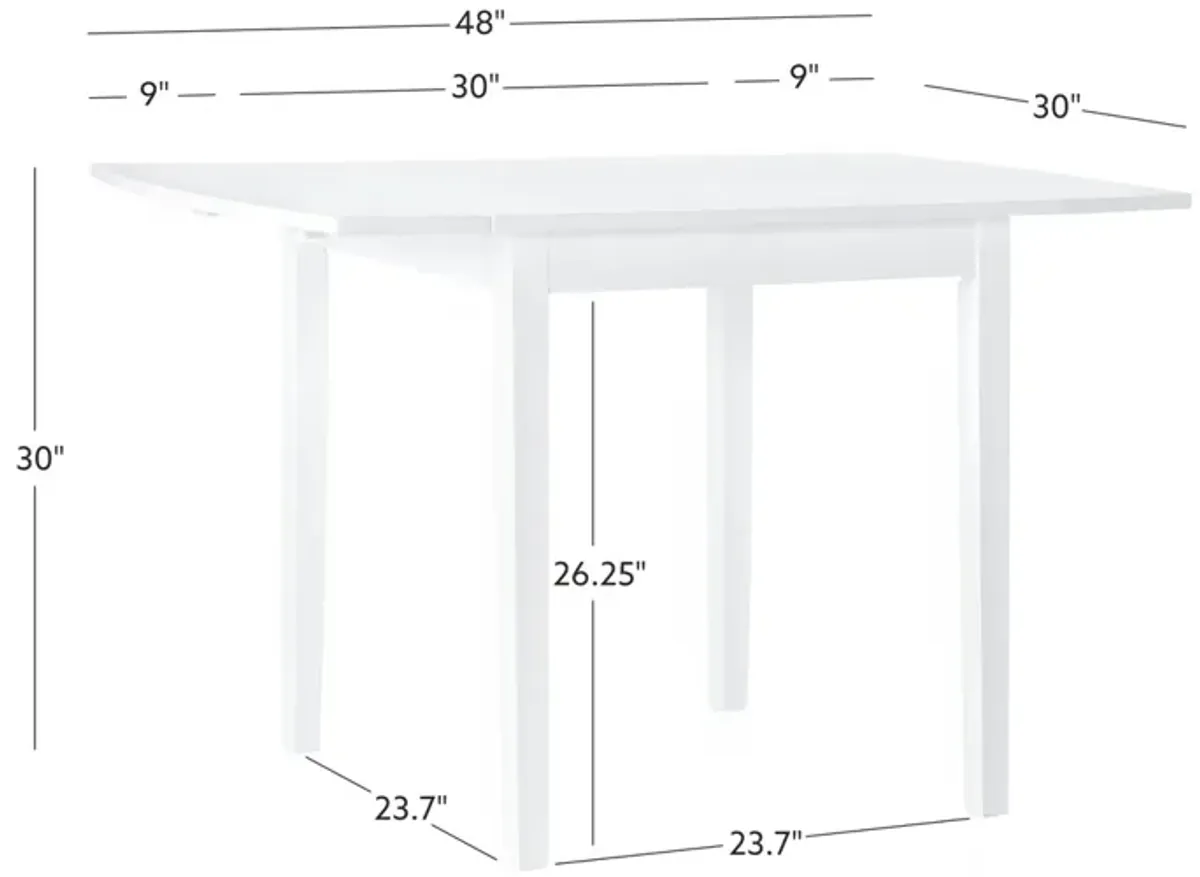 Linon Torino Square Drop Leaf Table White