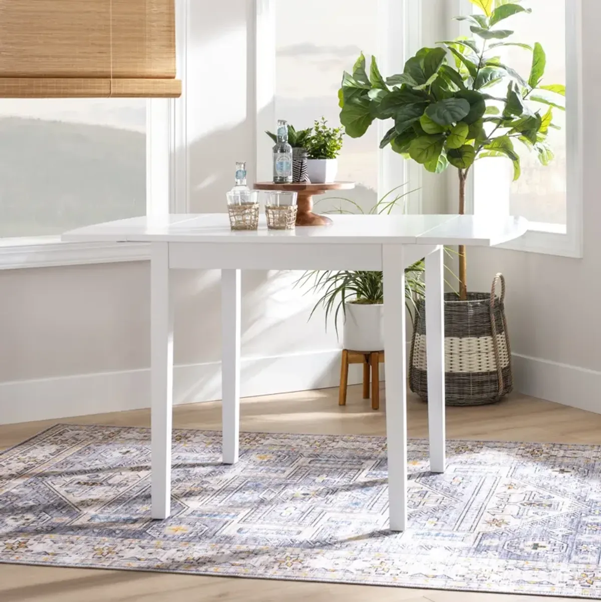 Linon Torino Square Drop Leaf Table White