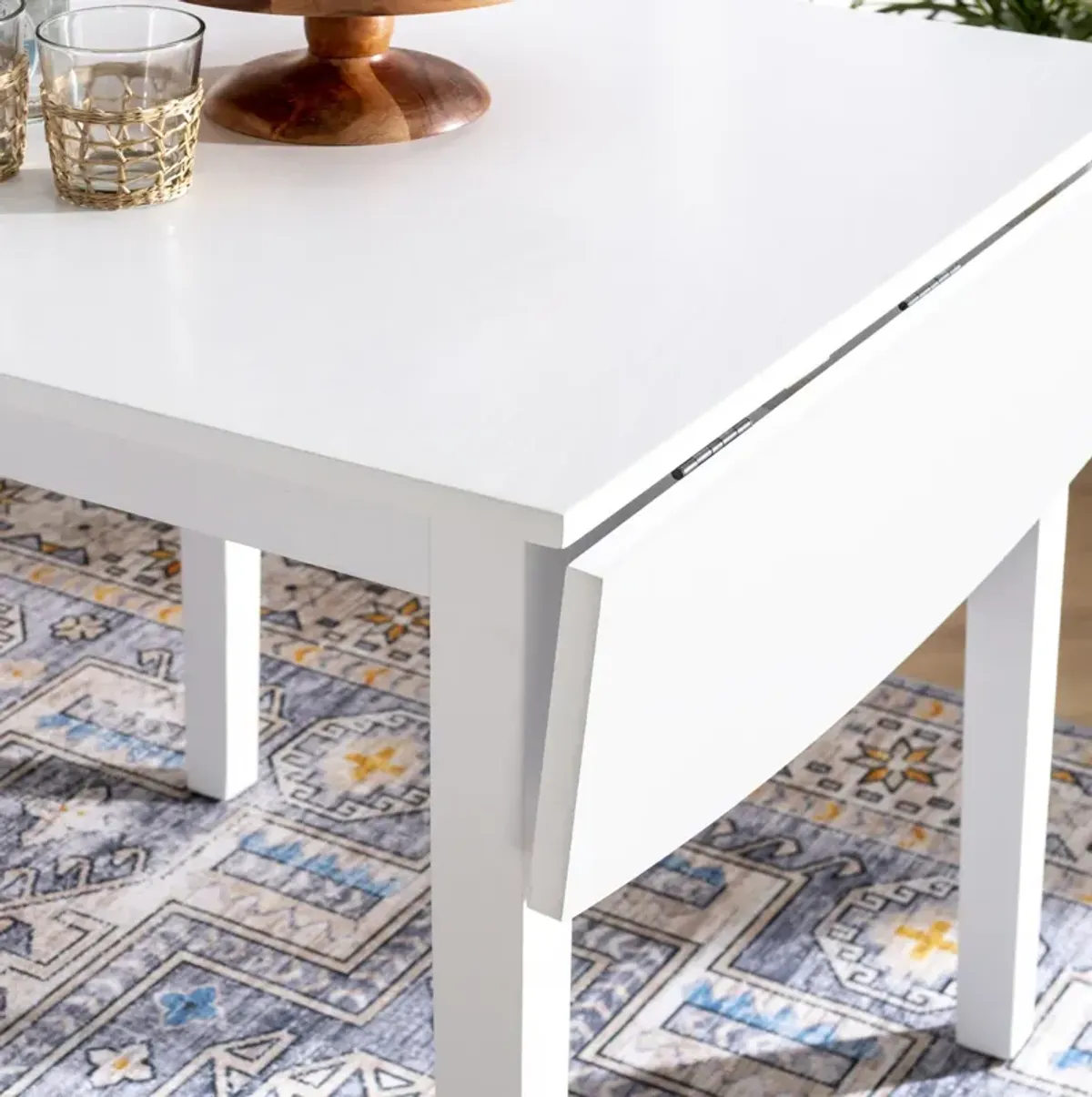 Linon Torino Square Drop Leaf Table White