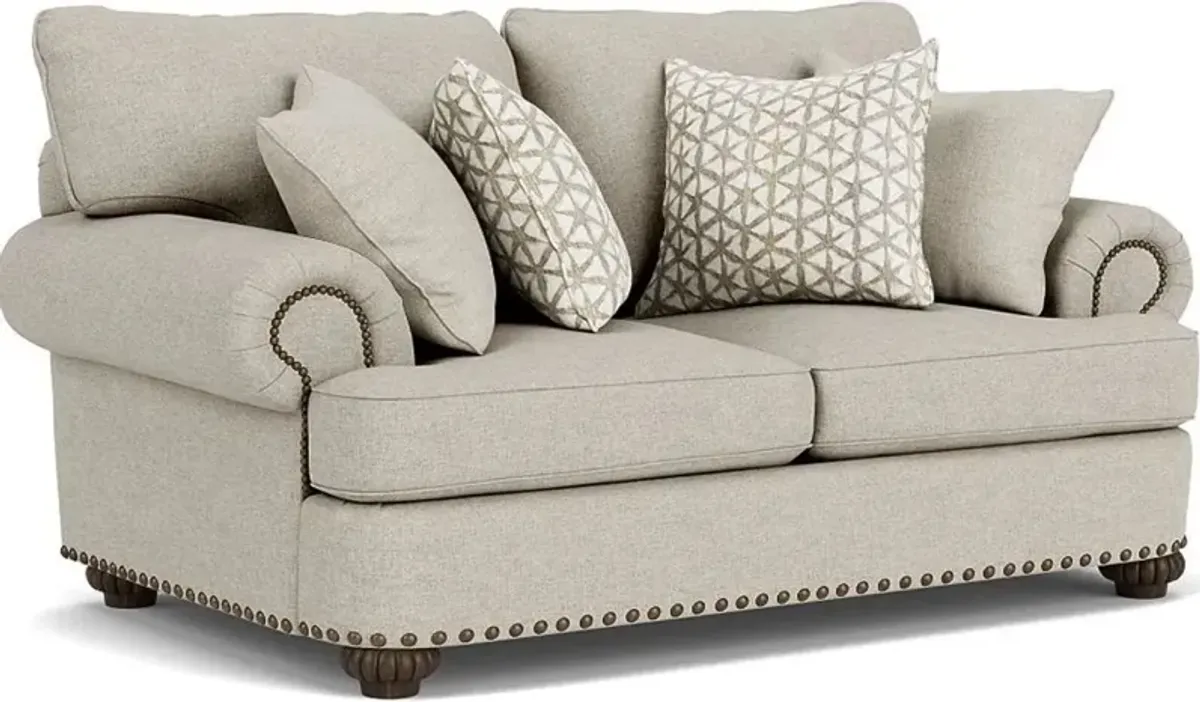 Flexsteel Patterson Silver Driftwood Loveseat with Nailhead Trim