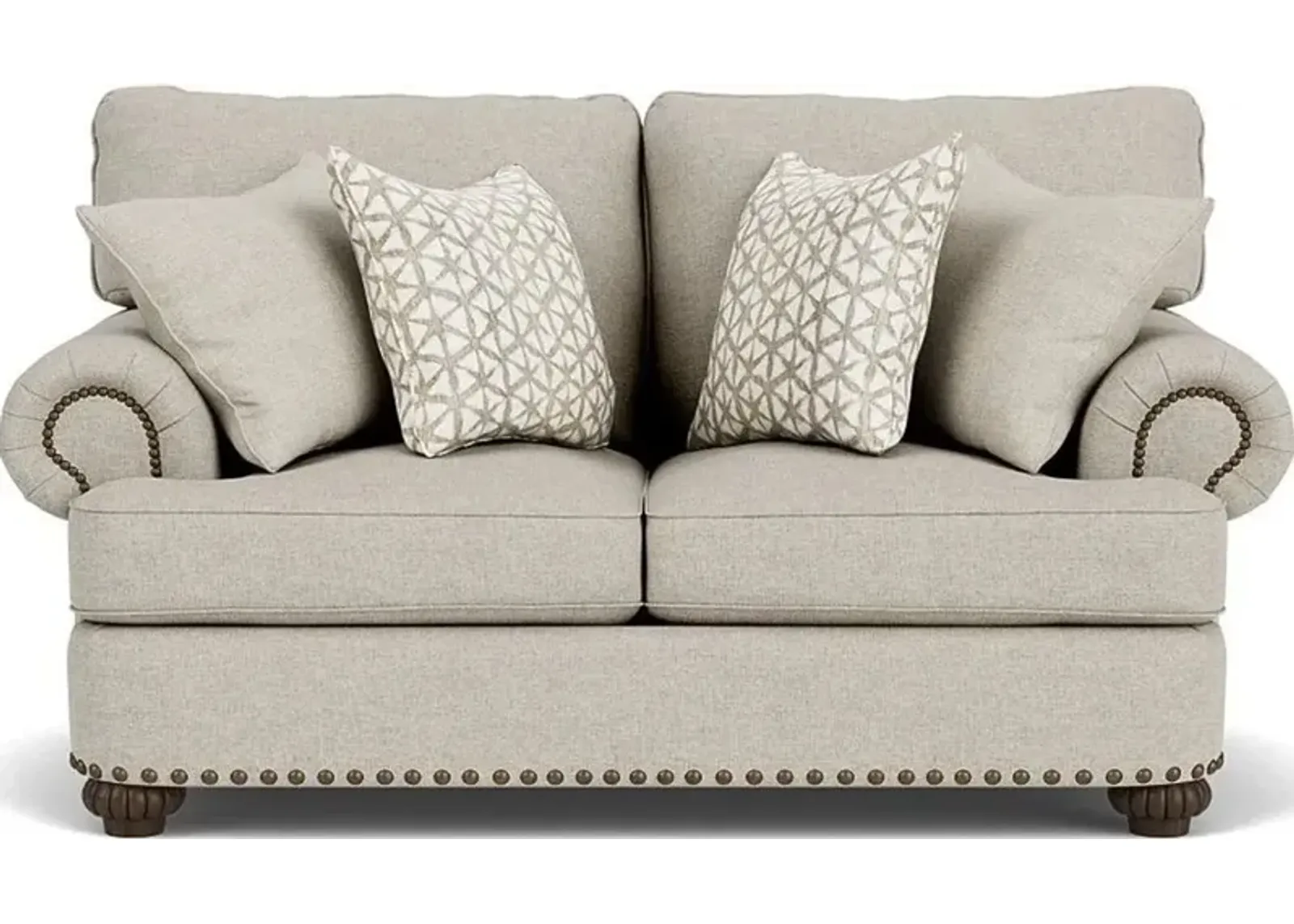 Flexsteel Patterson Silver Driftwood Loveseat with Nailhead Trim