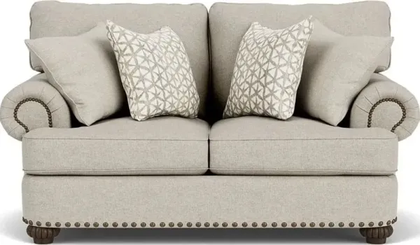 Flexsteel Patterson Silver Driftwood Loveseat with Nailhead Trim