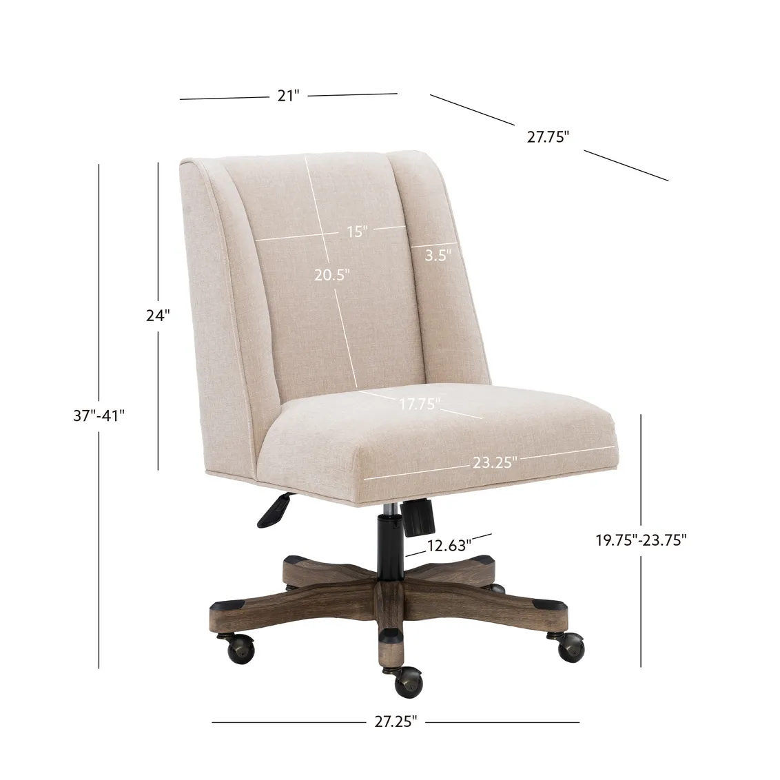 DRAPER UPHOLSTERED SWIVEL OFFICE CHAIR - NATURAL LINEN