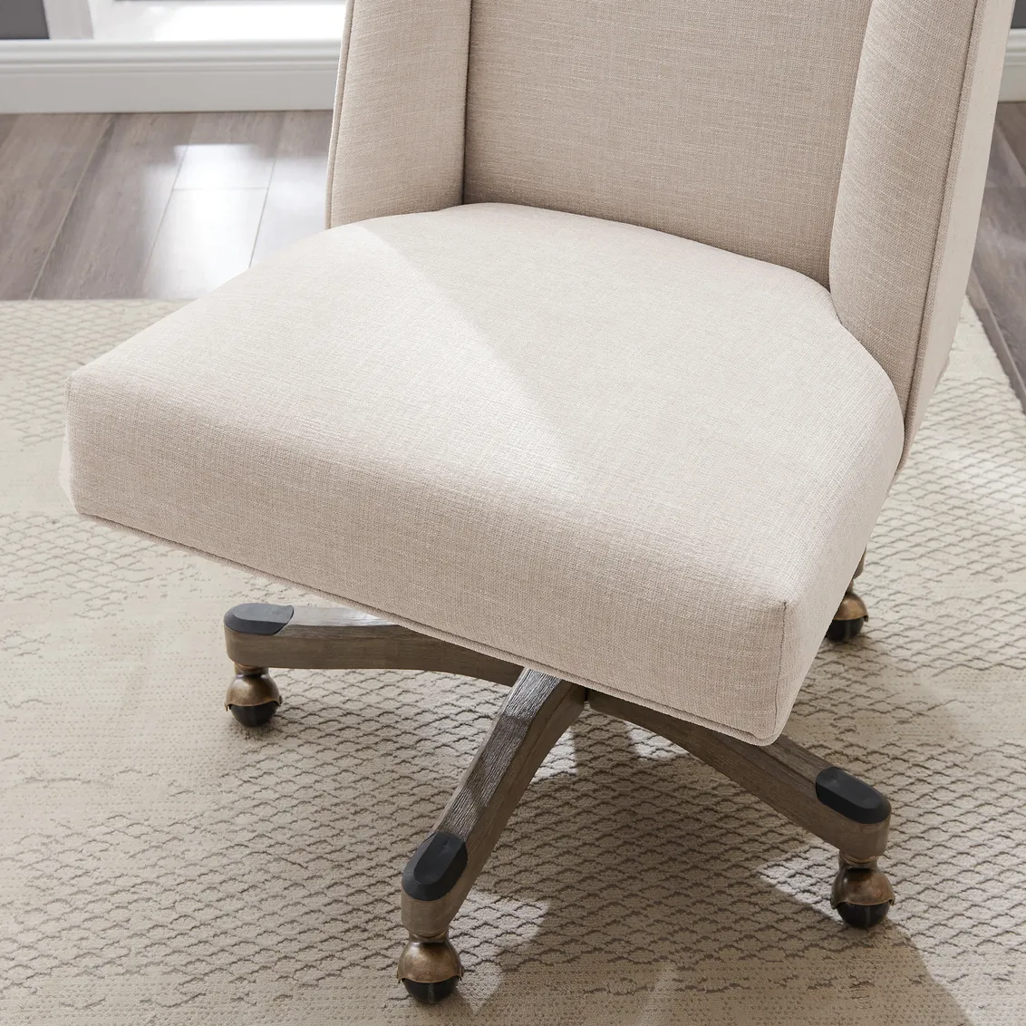 DRAPER UPHOLSTERED SWIVEL OFFICE CHAIR - NATURAL LINEN