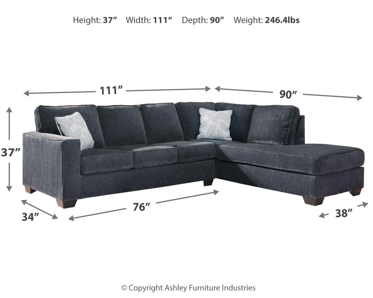 ALTARI 2-PIECE SECTIONAL WITH CHAISE SLATE SIGNATURE DESIGN