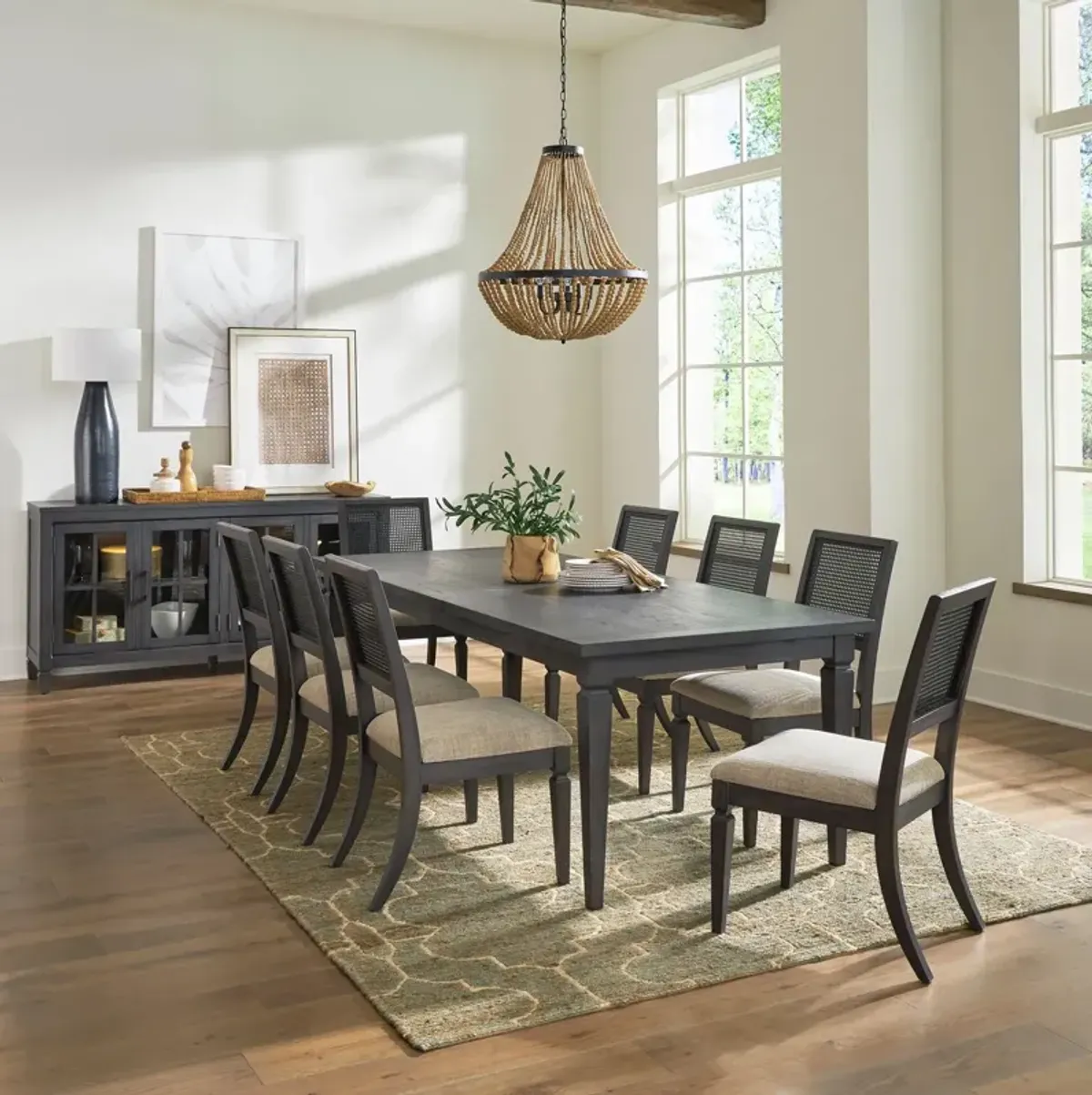 Liberty Furniture Caruso Heights 9-Piece Rectangular Aged Whiskey Dining Table Set