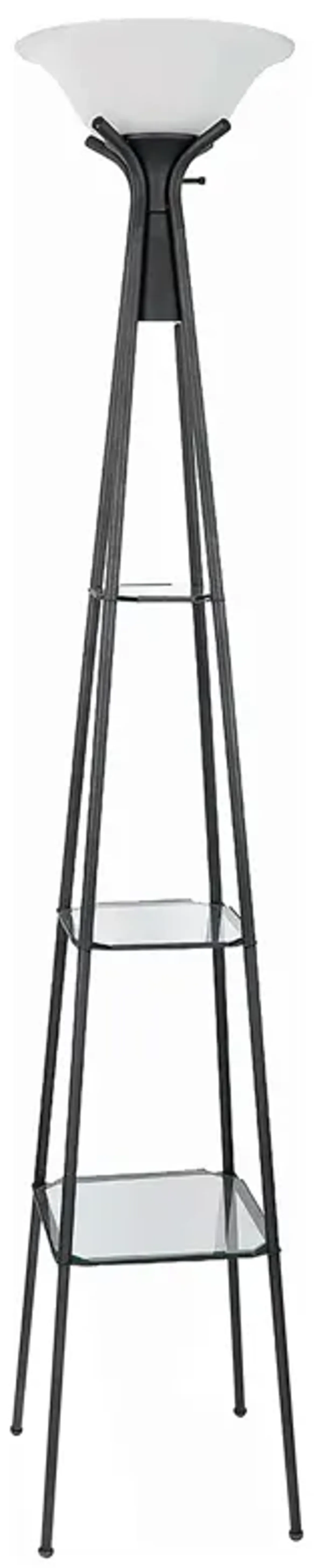 Coaster Gianni 70 Inch 3-Shelf Frosted Torchiere Floor Lamp Black