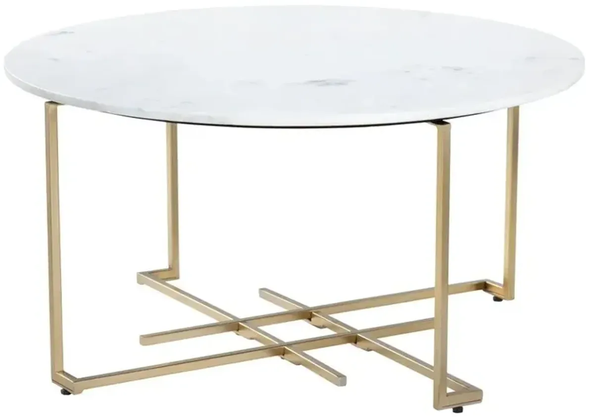 Crestview Pembroke Gold/White Round Cocktail Table