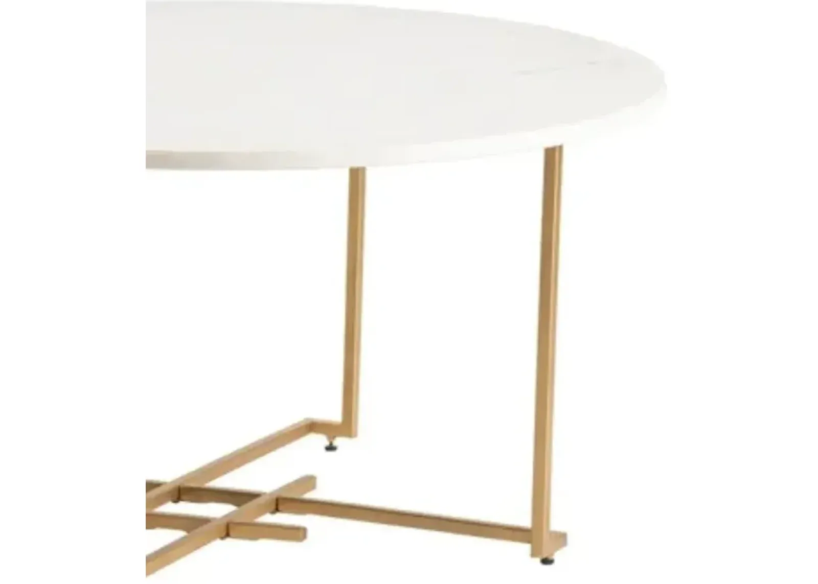 Crestview Pembroke Gold/White Round Cocktail Table