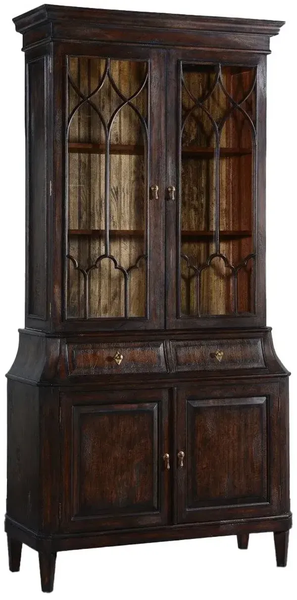 Noble Furniture Rosalind Hutch Cabinet in a Dark Rustic Pecan Finish
