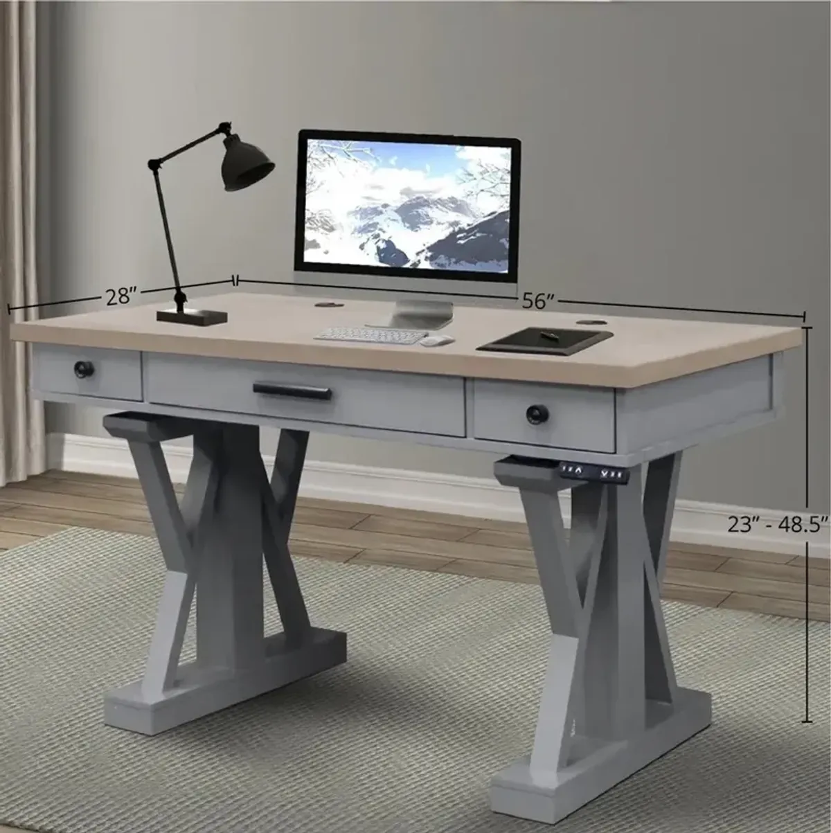 Parker House Americana Modern Collection 56 Inch Power Lift Desk Dove Color