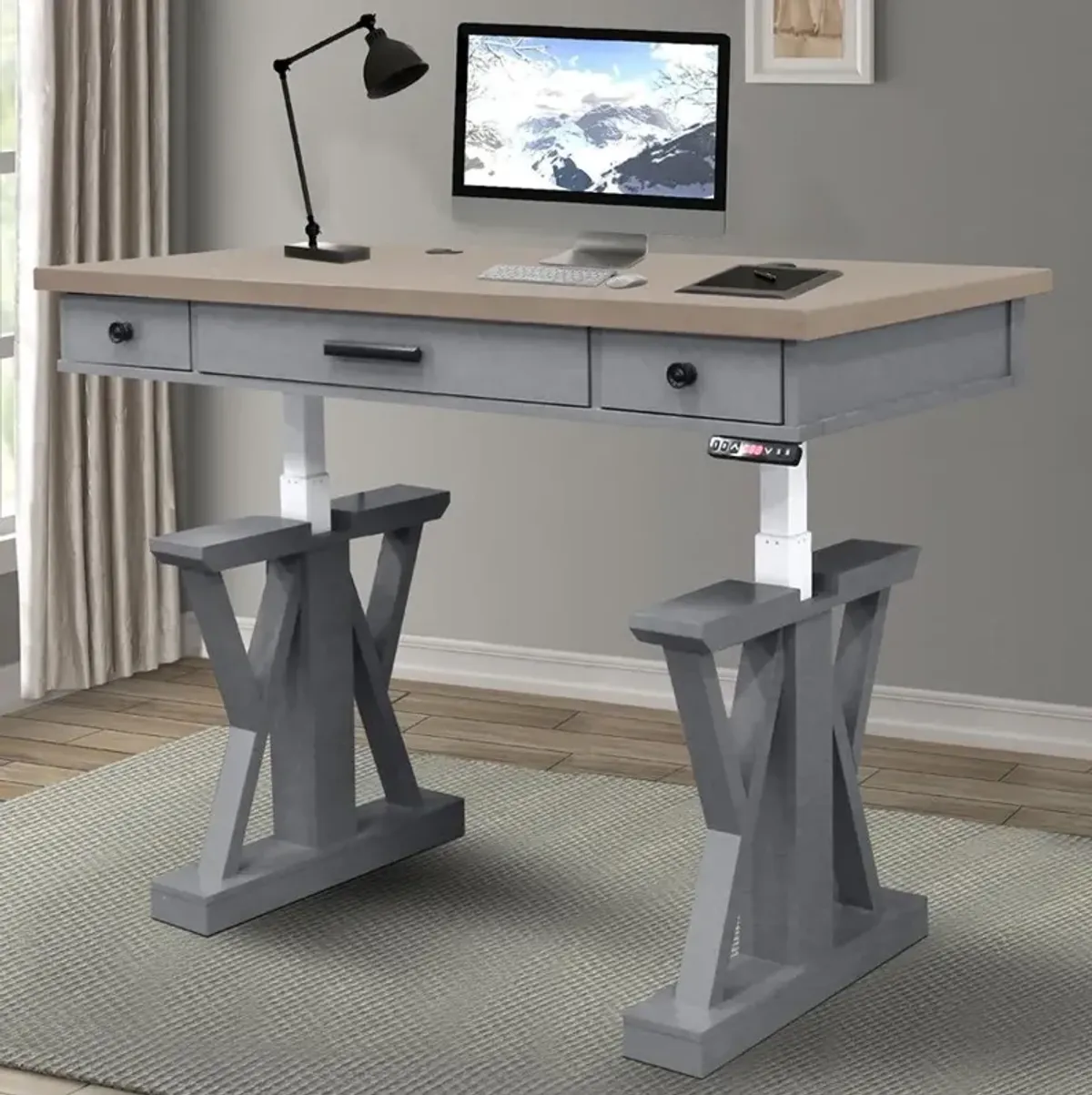 Parker House Americana Modern Collection 56 Inch Power Lift Desk Dove Color