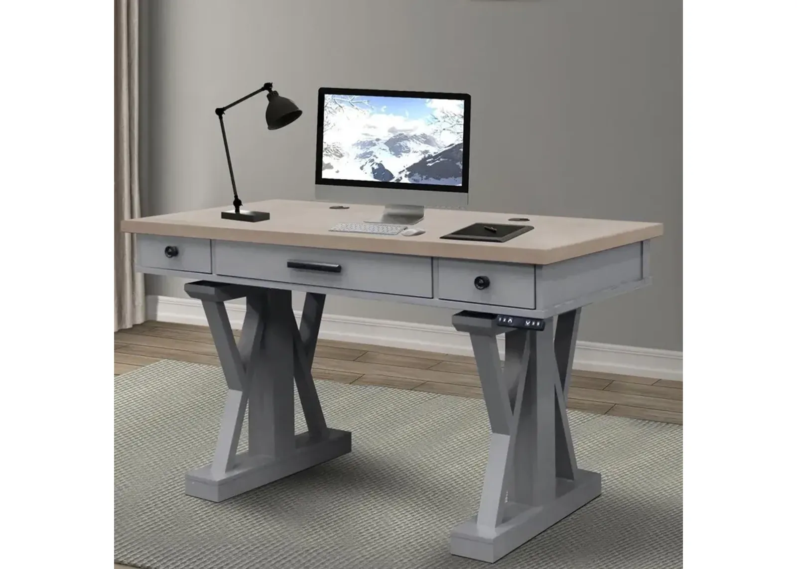 Americana Modern Collection 56 Inch Power Lift Desk Dove Color