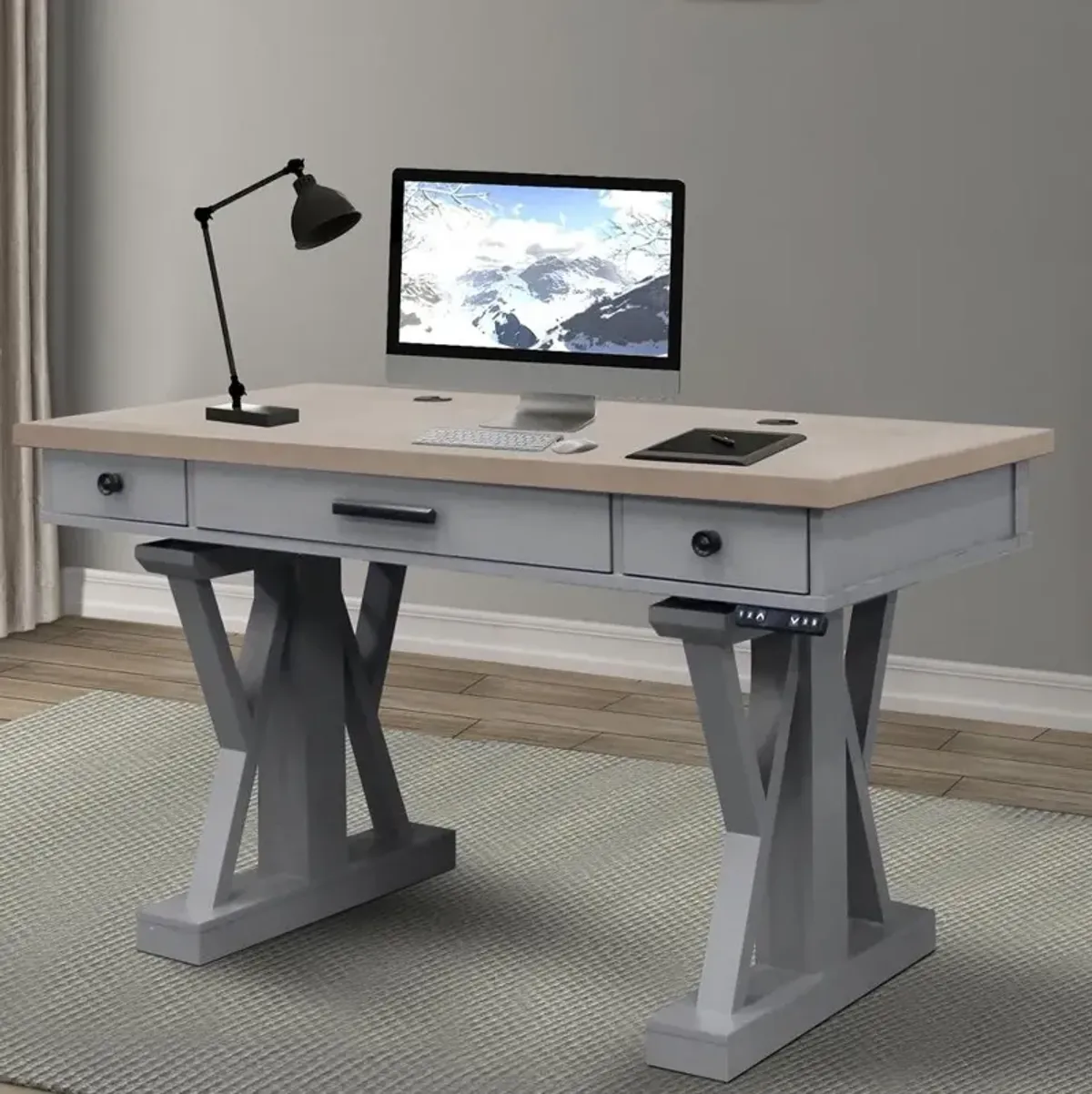 Parker House Americana Modern Collection 56 Inch Power Lift Desk Dove Color