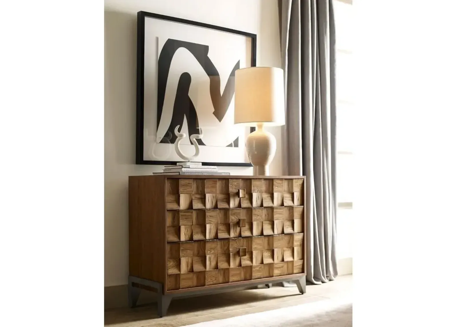 Hammary Modern Synergy Brown Pattern Console Accent Cabinet