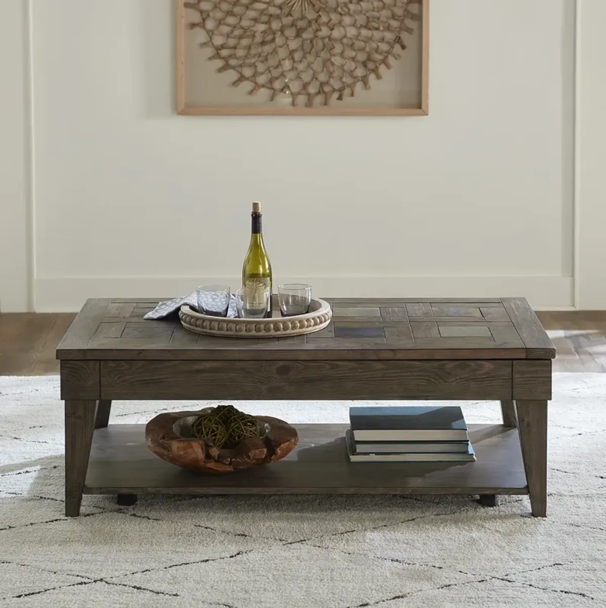 Liberty Furniture Arrowcreek 3-Piece Weathered Stone Cocktail & End Table Set