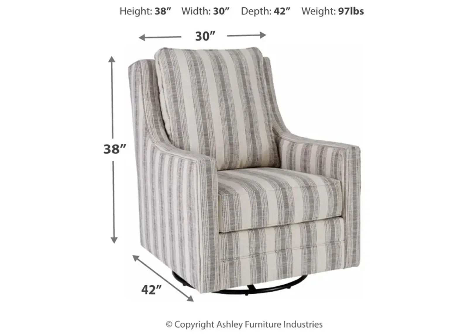 Ashley Kambria Ivory Swivel Glider Accent Chair