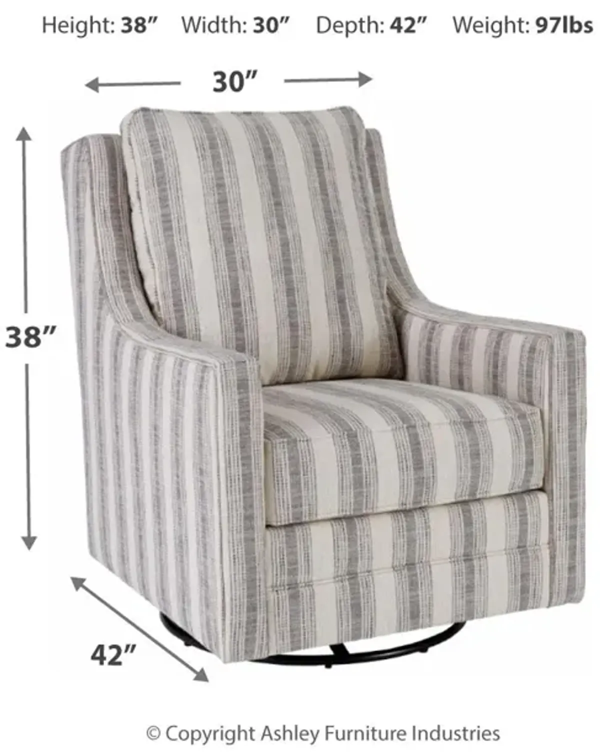 Ashley Kambria Ivory Swivel Glider Accent Chair