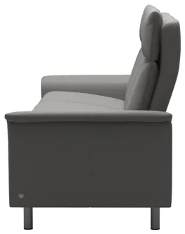 EKORNES STRESSLESS AURORA 3 SEAT HIGH BACK SOFA IN PALOMA SILVER GRAY - STEEL